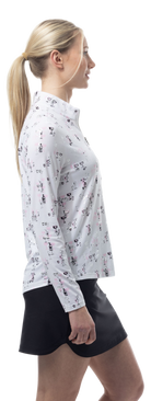 SOLSHINE PRINT 1/4 ZIP MOCK. SHAKEITOFF. NAVY GOLD. 900320 - SanSoleil