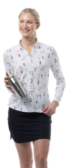 SOLSHINE PRINT 1/4 ZIP MOCK. SHAKEITOFF. PINK SILVER. 900320 - SanSoleil