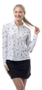 SOLSHINE PRINT 1/4 ZIP MOCK. SHAKEITOFF. NAVY GOLD. 900320 - SanSoleil