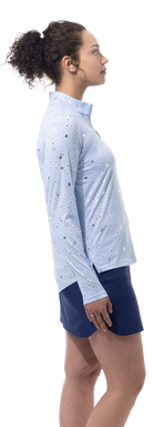 SOLSHINE PRINT 1/4 ZIP MOCK. STAR STRUCK. ARTIC SILVER. 900320 - SanSoleil