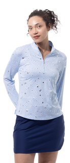 SOLSHINE PRINT 1/4 ZIP MOCK. STAR STRUCK. ARTIC SILVER. 900320 - SanSoleil