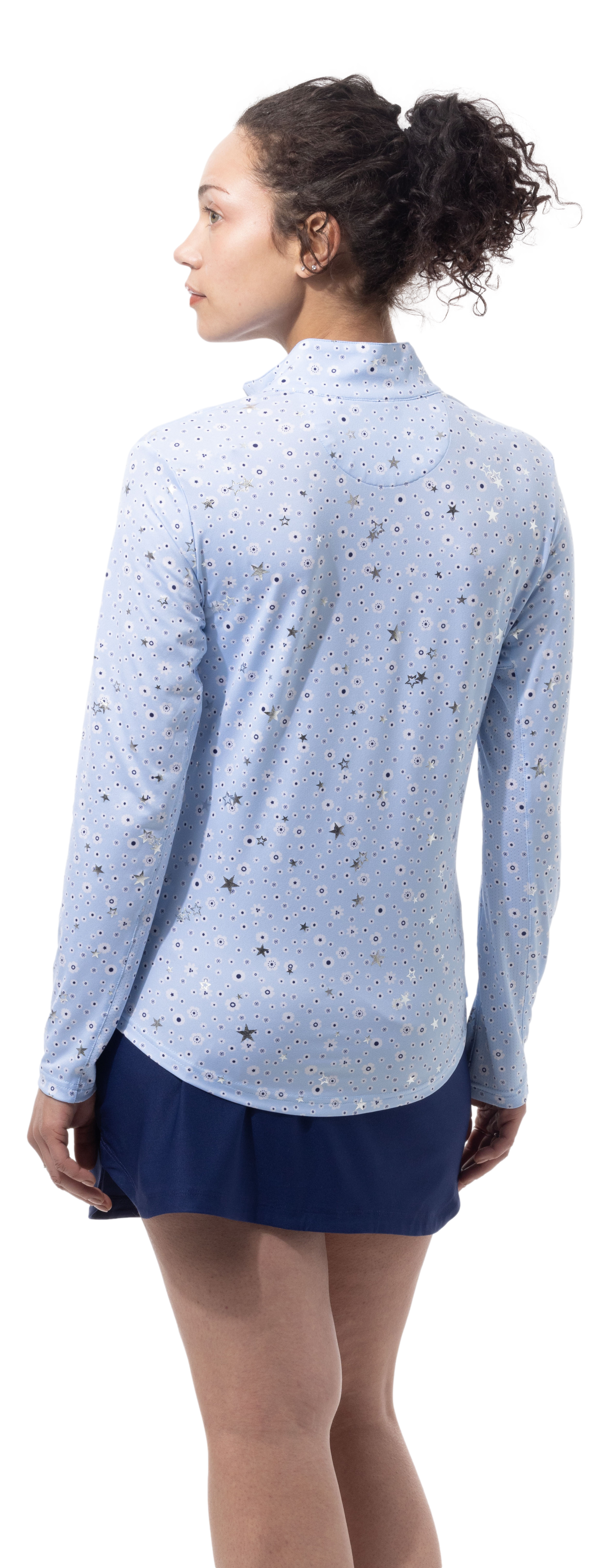 SOLSHINE PRINT 1/4 ZIP MOCK. STAR STRUCK. ARTIC SILVER. 900320 - SanSoleil