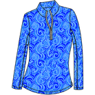 SANSOLEIL FOIL PRINT 1/4 ZIP MOCK. WHIRLWIND. BLUE. 900320 - SanSoleil