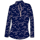 SOLSHINE PRINT 1/4 ZIP MOCK. HALLEY. NAVY ROSE GOLD. 900320 - SanSoleil