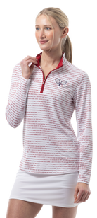Solshine Mock. Morse Code. Tennis EMB. Ruby Red Stripes. 900323 - SanSoleil