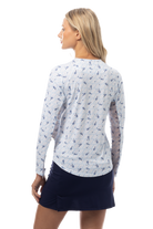 SANSOLEIL PRINT Long Sleeve Crew.  GAME SET MATCH. BLUE.  900428PR - SanSoleil