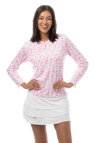 SANSOLEIL PRINT Long Sleeve Crew.  PLAY FOR P.I.N.K TENNIS.  900428PR - SanSoleil