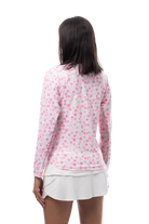 SANSOLEIL PRINT Long Sleeve Crew.  PLAY FOR P.I.N.K TENNIS.  900428PR - SanSoleil