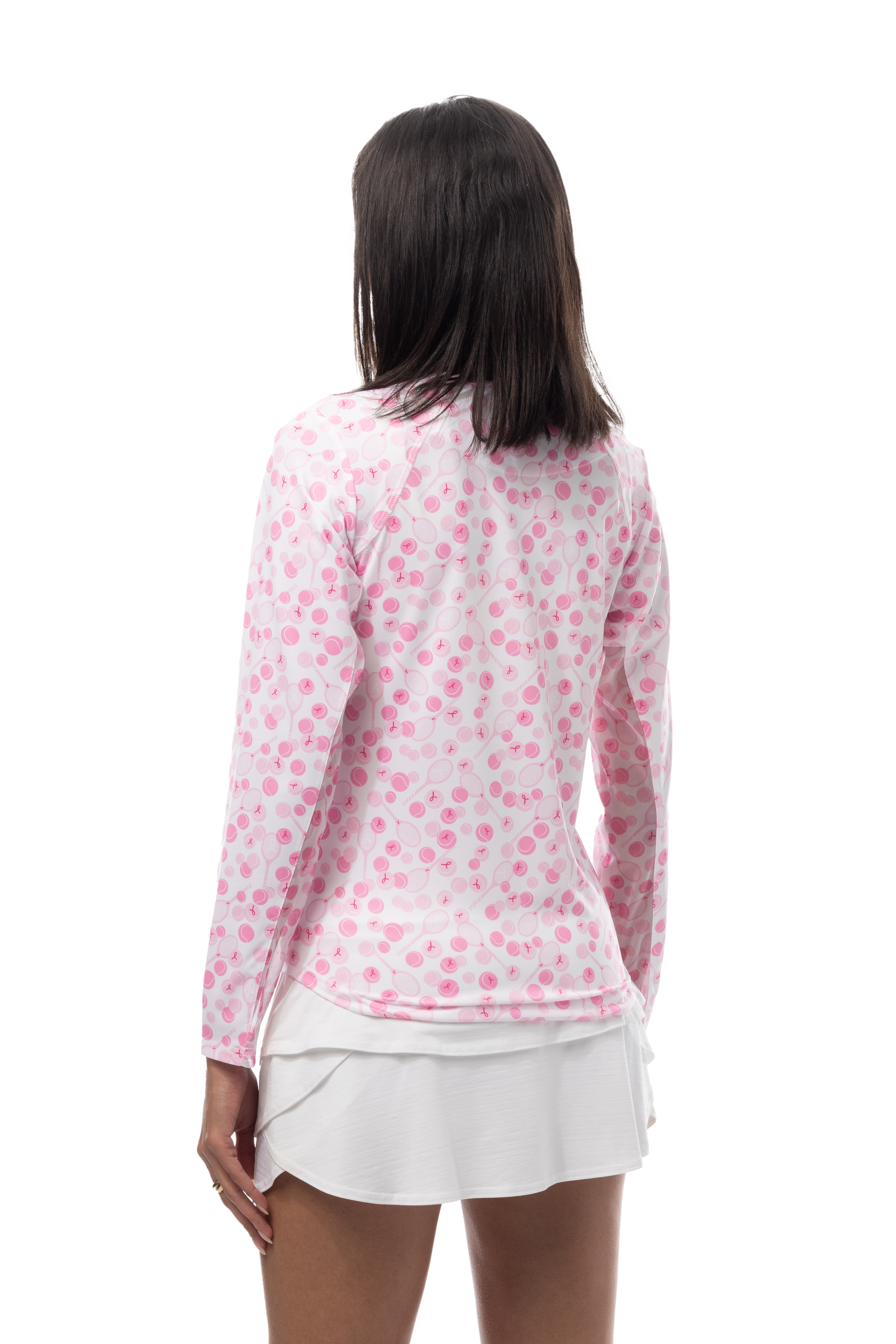 SANSOLEIL PRINT Long Sleeve Crew.  PLAY FOR P.I.N.K TENNIS.  900428PR - SanSoleil