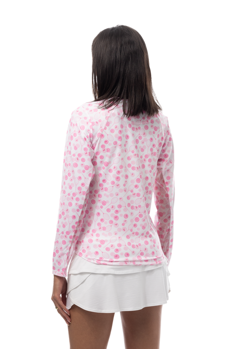 SANSOLEIL PRINT Long Sleeve Crew.  PLAY FOR P.I.N.K TENNIS.  900428PR