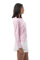 SANSOLEIL PRINT Long Sleeve Crew.  PLAY FOR P.I.N.K TENNIS.  900428PR - SanSoleil