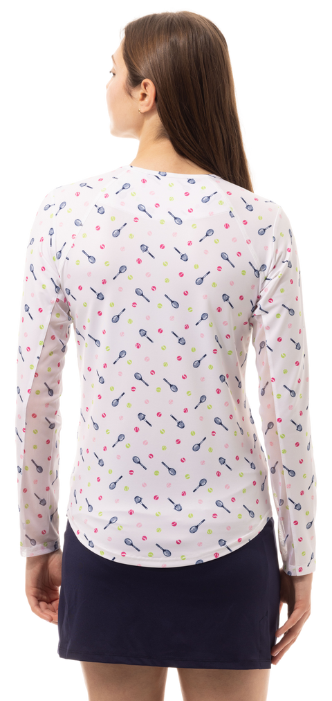 SOLCOOL PRINT Long Sleeve Crew. ROUND ROBIN.  900428PR - SanSoleil