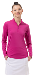 SUNGLOW ZIP MOCK. BERRY. 900434