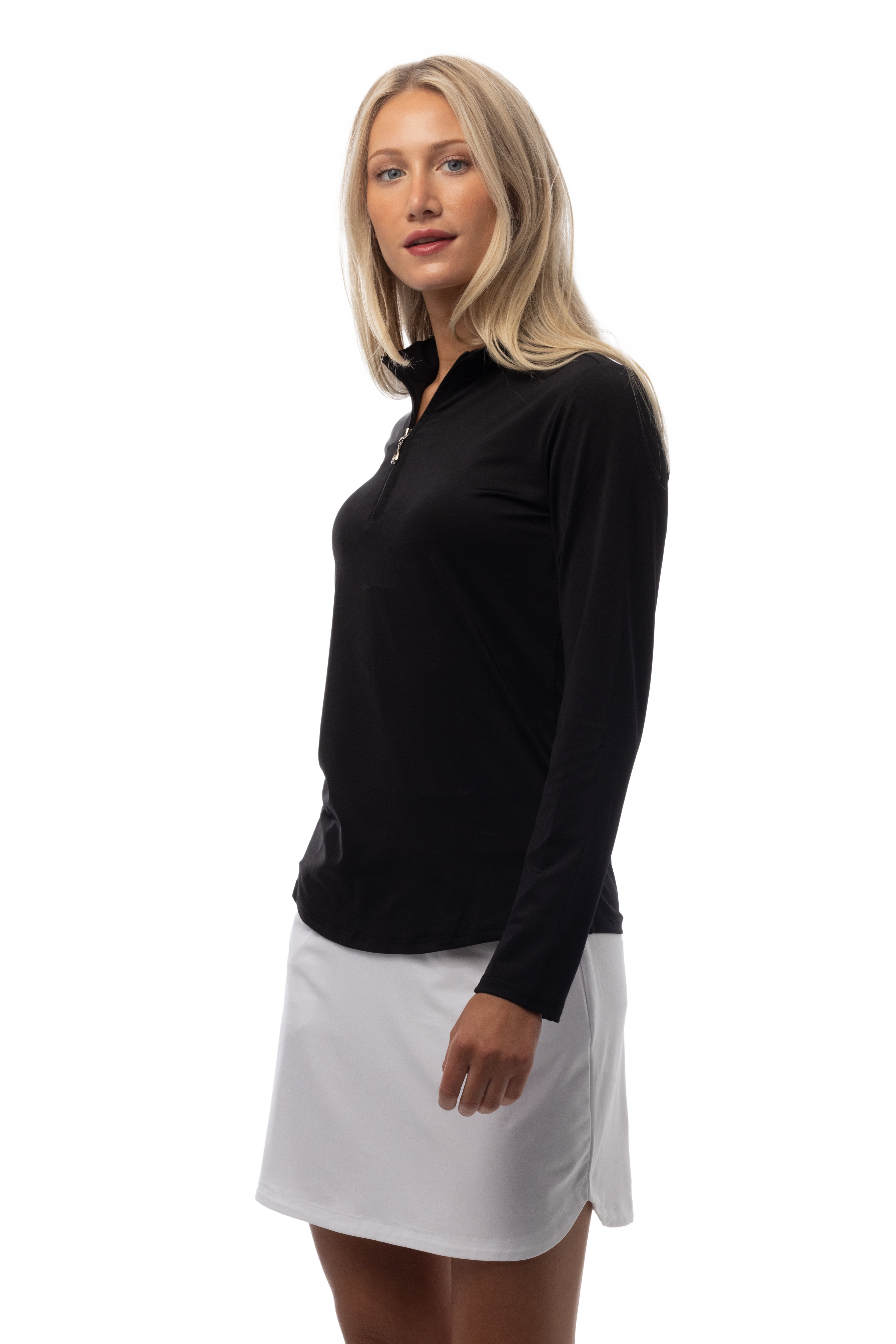 SUNGLOW ZIP MOCK. BLACK. 900434 - SanSoleil