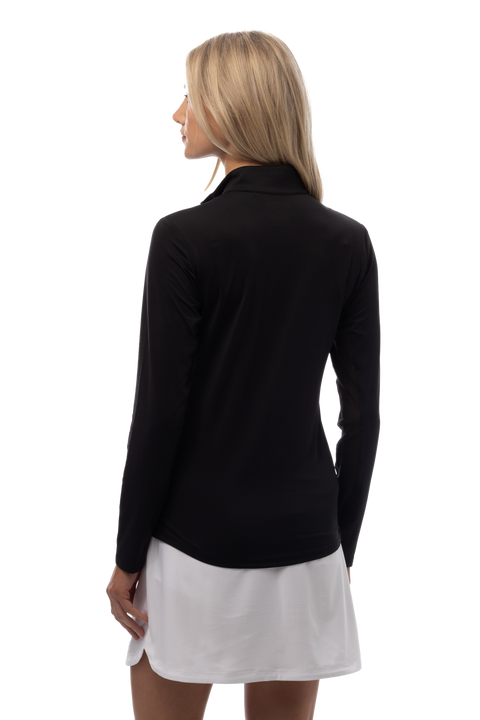 SUNGLOW ZIP MOCK. BLACK. 900434