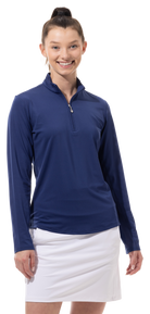 SUNGLOW ZIP MOCK. NAVY. 900434