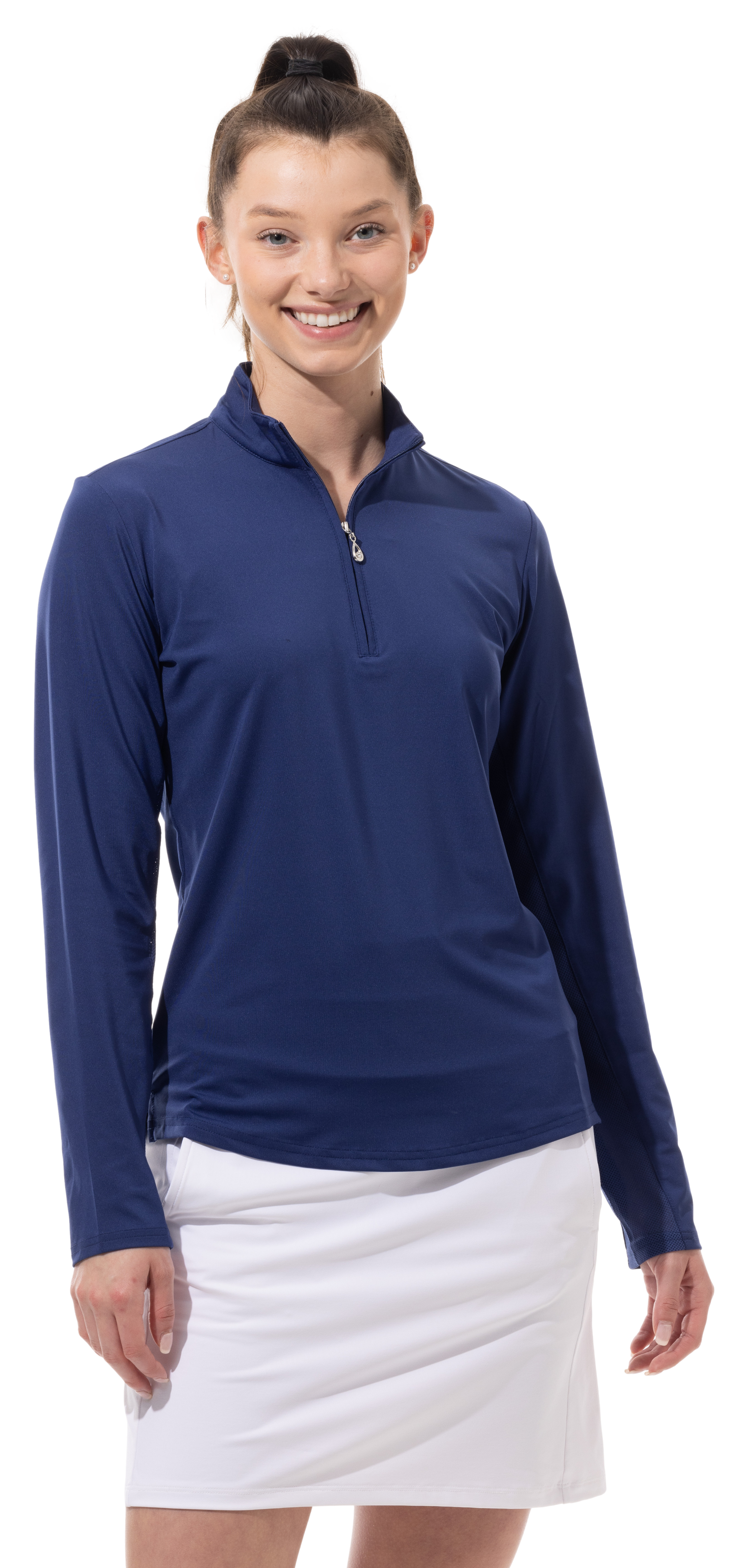 SUNGLOW ZIP MOCK. NAVY. 900434