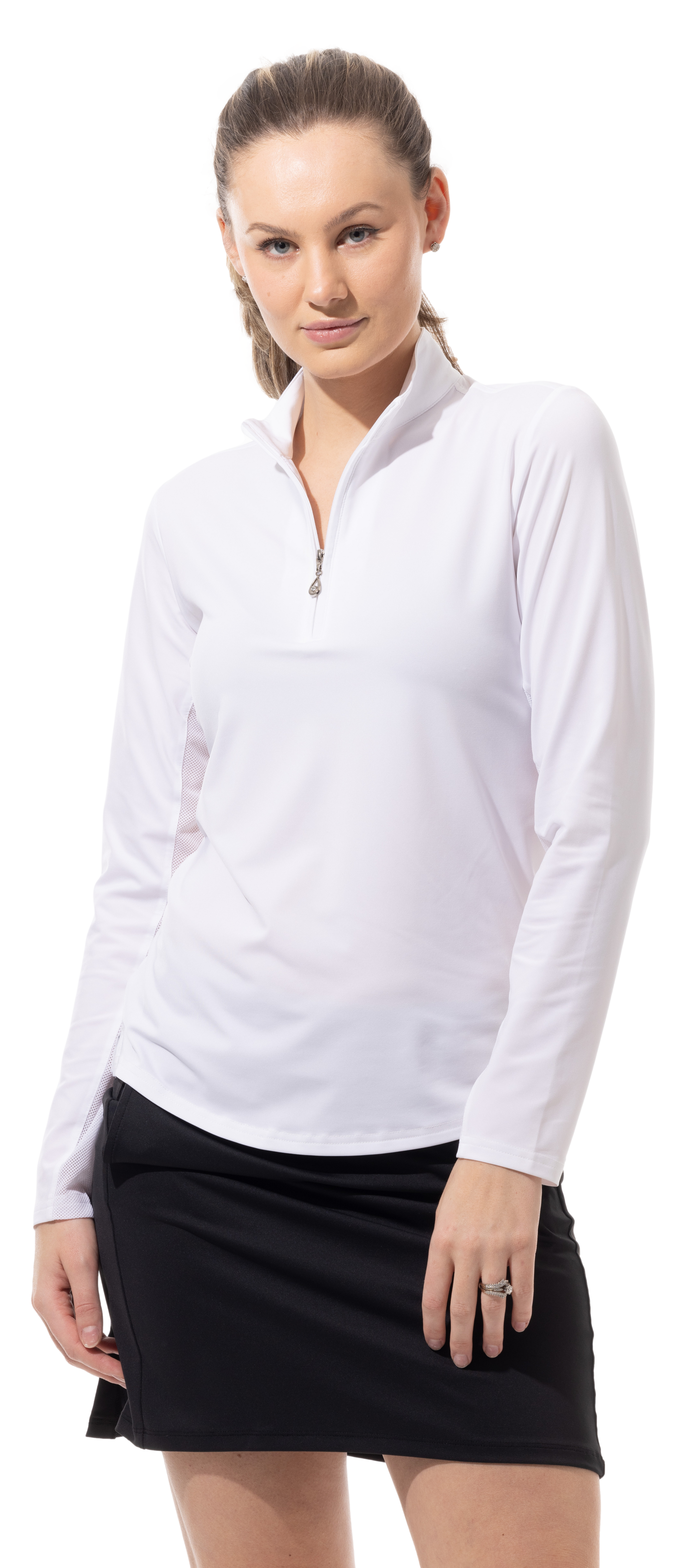 SUNGLOW ZIP MOCK. WHITE. 900434