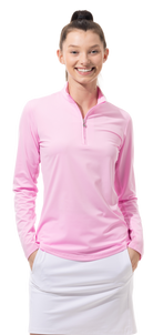 SUNGLOW ZIP MOCK. PINK. 900434