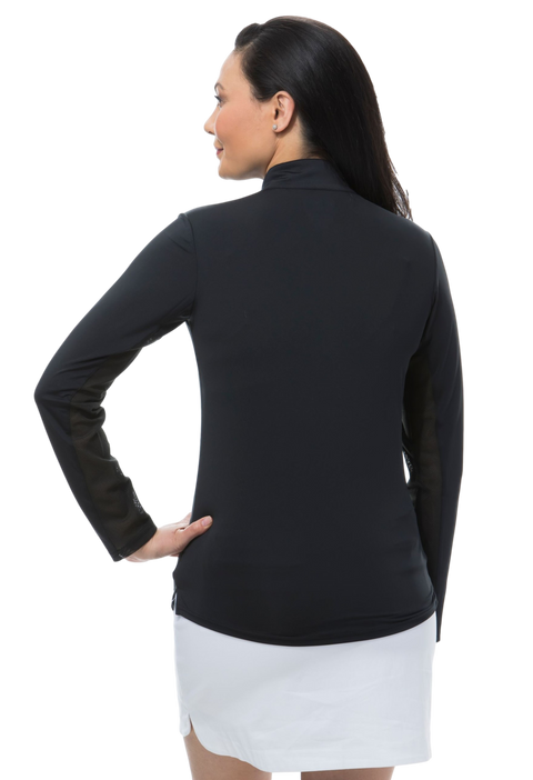 SUNGLOW ZIP MOCK. BLACK. 900434
