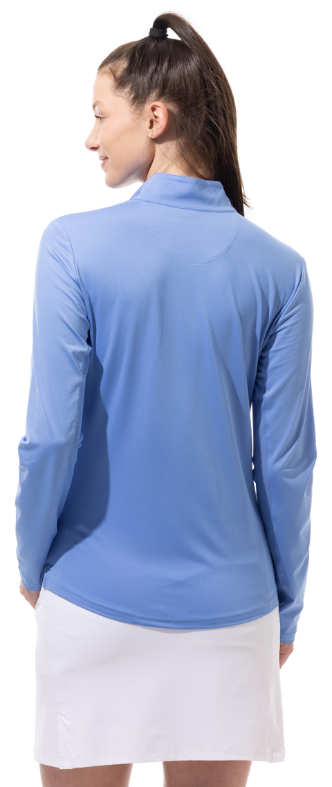 SUNGLOW ZIP MOCK. CORNFLOWER BLUE. 900434