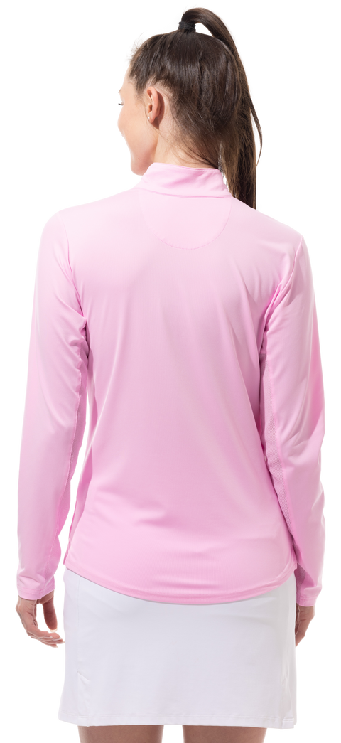 SUNGLOW ZIP MOCK. PINK. 900434