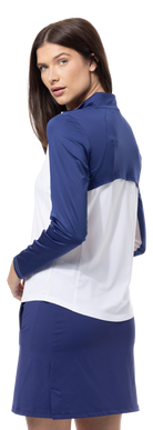 SUNGLOW COLOR BLOCK MOCK. WHITE-NAVY. 900436 - SanSoleil