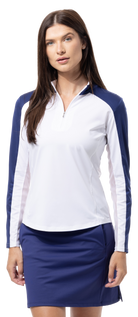 SUNGLOW COLOR BLOCK MOCK. WHITE-NAVY. 900436 - SanSoleil