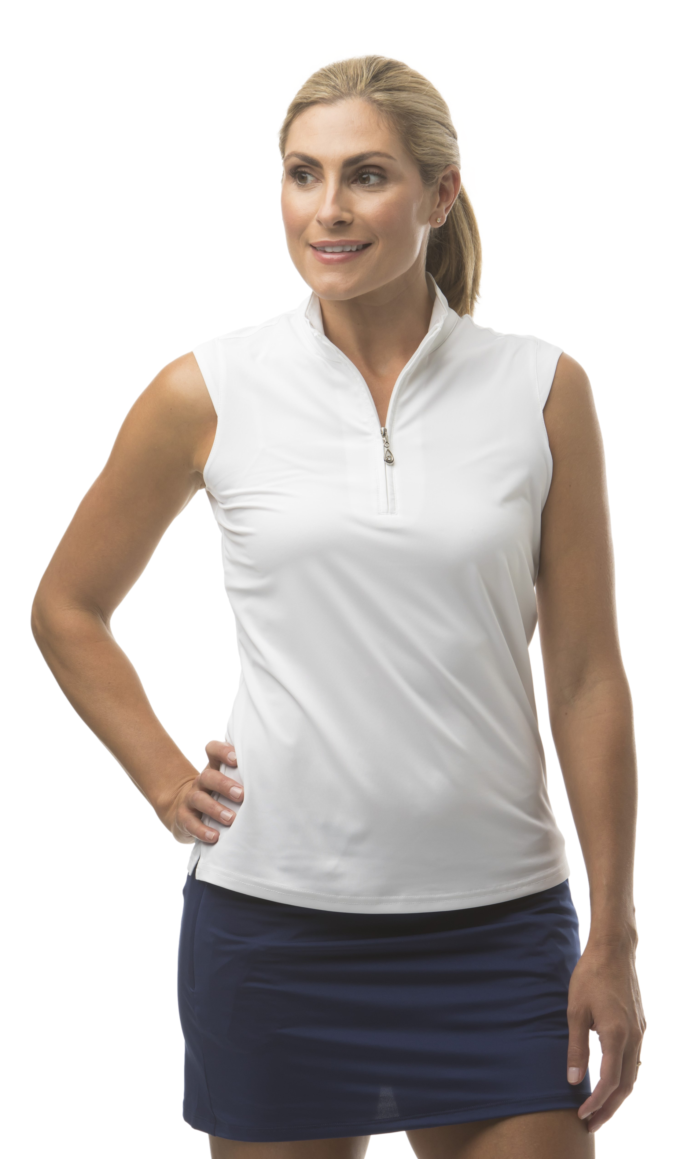 SUNGLOW SLEEVELESS MOCK. WHITE. 900439 - SanSoleil
