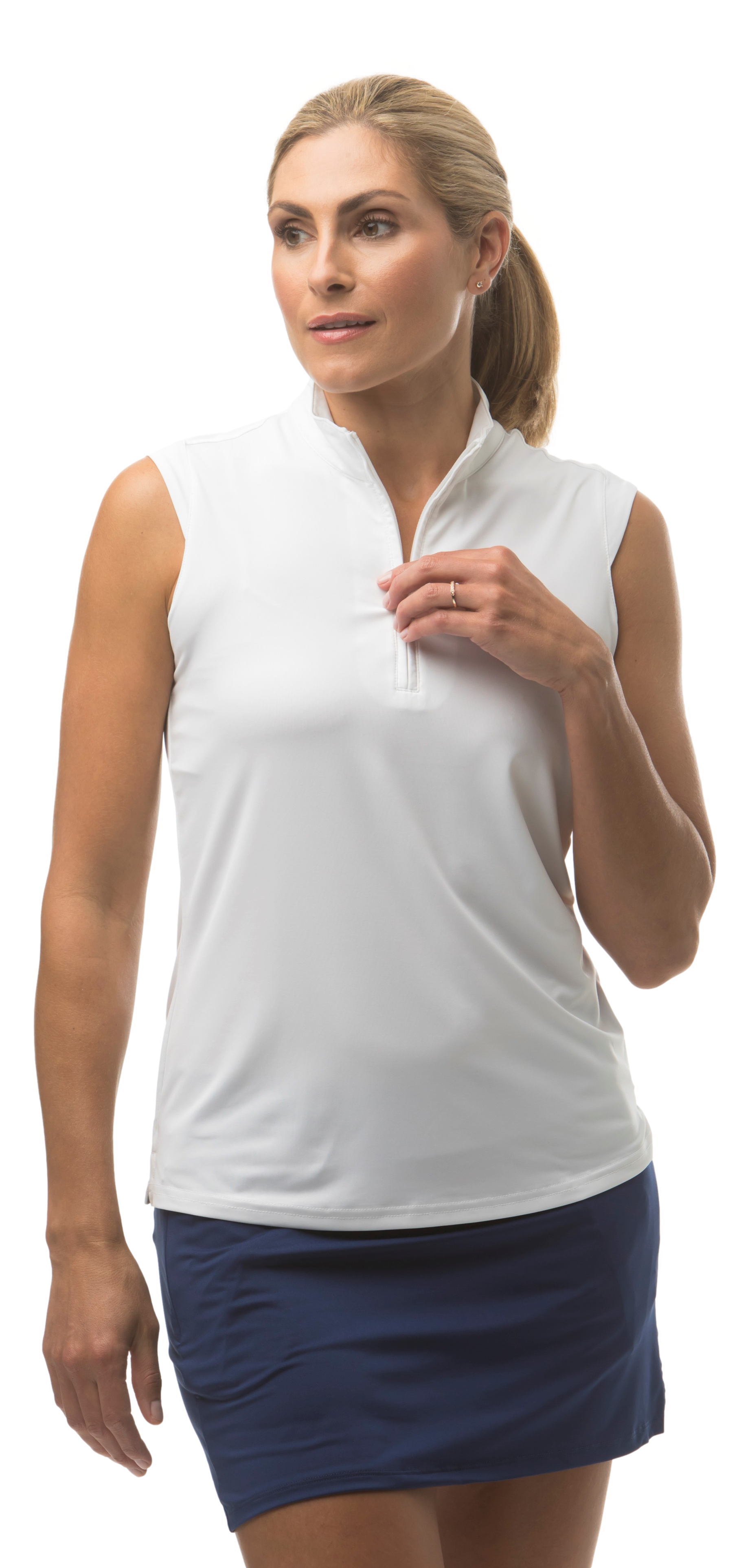 SUNGLOW SLEEVELESS MOCK. WHITE. 900439 - SanSoleil