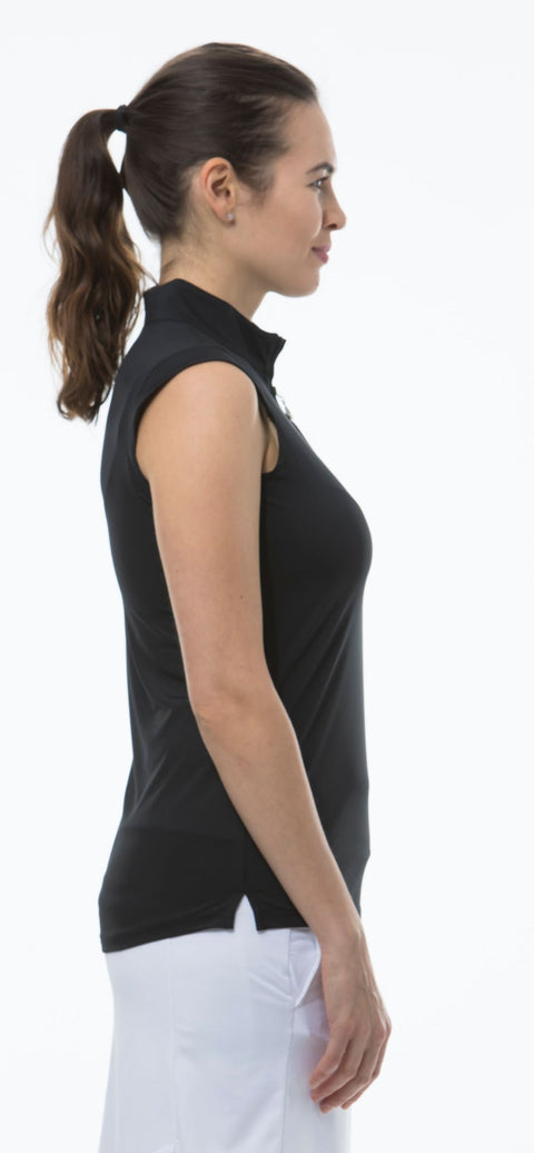 SUNGLOW SLEEVELESS MOCK. BLACK. 900439