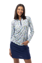 SANSOLEIL 1/4 ZIP MOCK WITH PIPING. VILLA. 900445P - SanSoleil