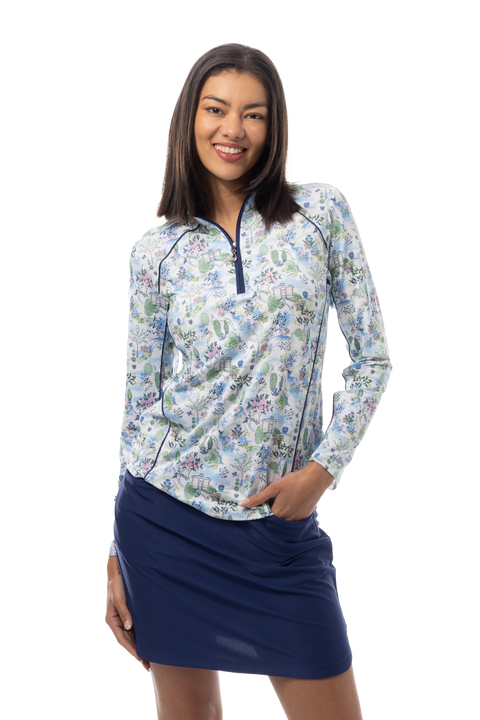 SANSOLEIL 1/4 ZIP MOCK WITH PIPING. VILLA. 900445P