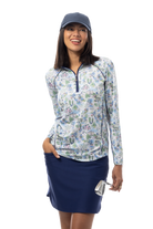 SANSOLEIL 1/4 ZIP MOCK WITH PIPING. VILLA. 900445P - SanSoleil