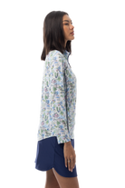 SANSOLEIL 1/4 ZIP MOCK WITH PIPING. VILLA. 900445P - SanSoleil