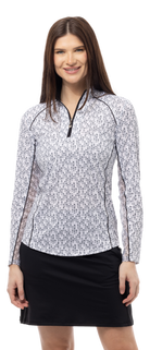 SUNGLOW PRINT PIPING MOCK. DIRTY MAR. BLACK. 900445P - SanSoleil