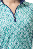 SOLCOOL 1/4 ZIP MOCK WITH PIPING. CASABLANCA. GREEN. 900445P - SanSoleil