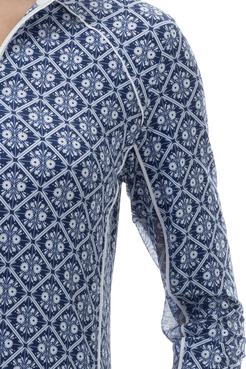 SOLCOOL 1/4 ZIP MOCK WITH PIPING. CASABLANCA. NAVY. 900445P - SanSoleil