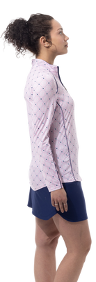 SOLCOOL 1/4 ZIP MOCK WITH PIPING. CASABLANCA. PINK. 900445P - SanSoleil