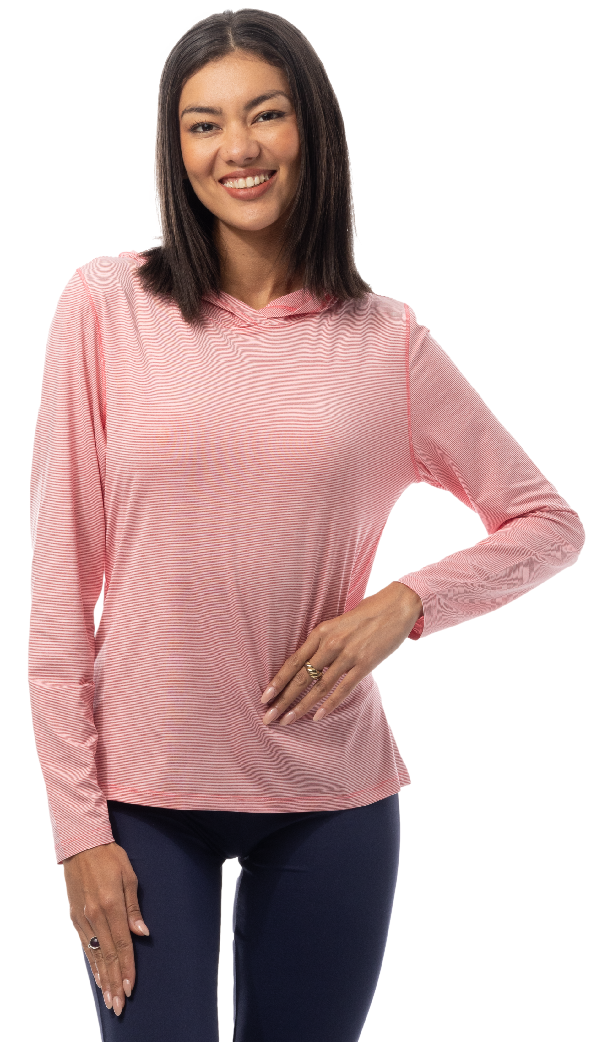 SANSOLEIL MELANGE STRIPE HOODIE. RED-WHITE. 900451MM - SanSoleil