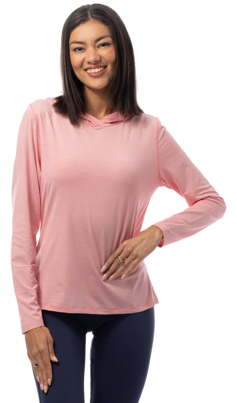 SANSOLEIL MELANGE STRIPE HOODIE. RED-WHITE. 900451MM