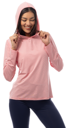 SANSOLEIL MELANGE STRIPE HOODIE. RED-WHITE. 900451MM - SanSoleil