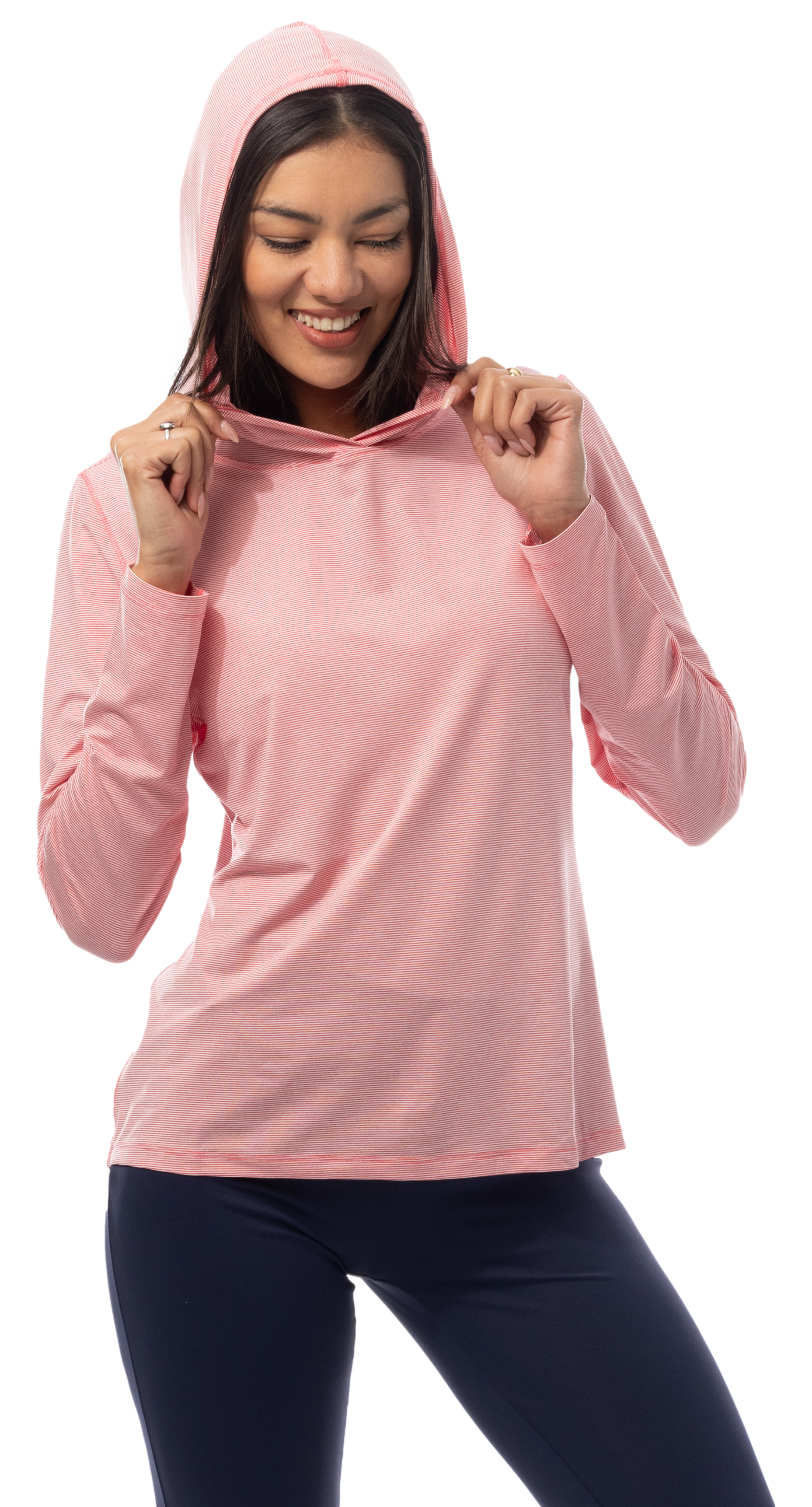 SANSOLEIL MELANGE STRIPE HOODIE. RED-WHITE. 900451MM - SanSoleil