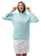 SANSOLEIL MELANGE STRIPE HOODIE. TURQUOISE WHITE. 900451MM - SanSoleil