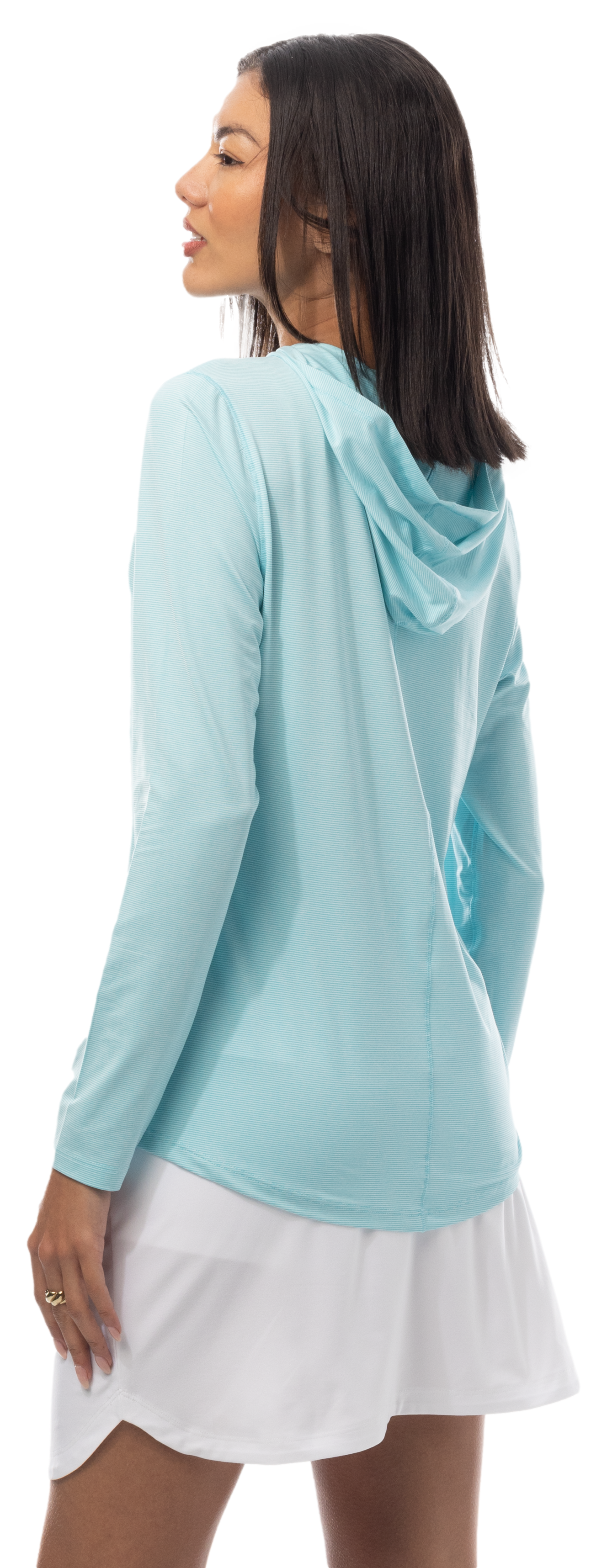 SANSOLEIL MELANGE STRIPE HOODIE. TURQUOISE WHITE. 900451MM - SanSoleil