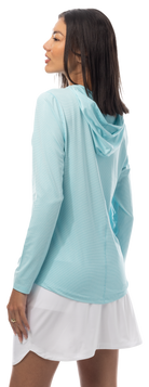 SANSOLEIL MELANGE STRIPE HOODIE. TURQUOISE WHITE. 900451MM - SanSoleil