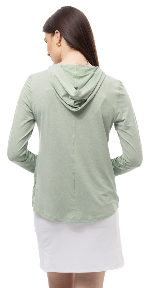 SOLMELANGE STRIPE HOODIE. MOSS-WHITE. 900451MM