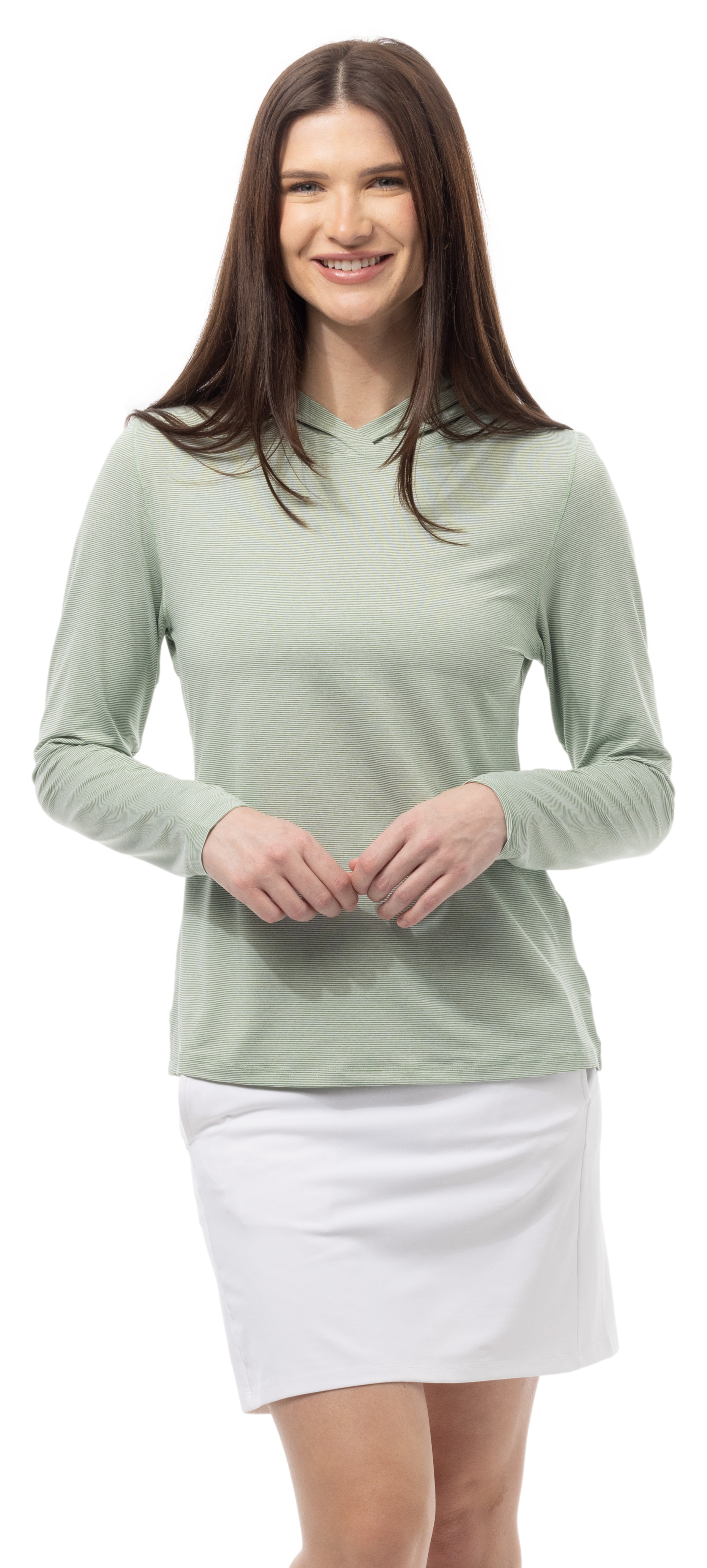 SOLMELANGE STRIPE HOODIE. MOSS-WHITE. 900451MM - SanSoleil