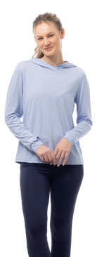 SOLMELANGE STRIPE HOODIE. PERI-WHITE. 900451MM - SanSoleil