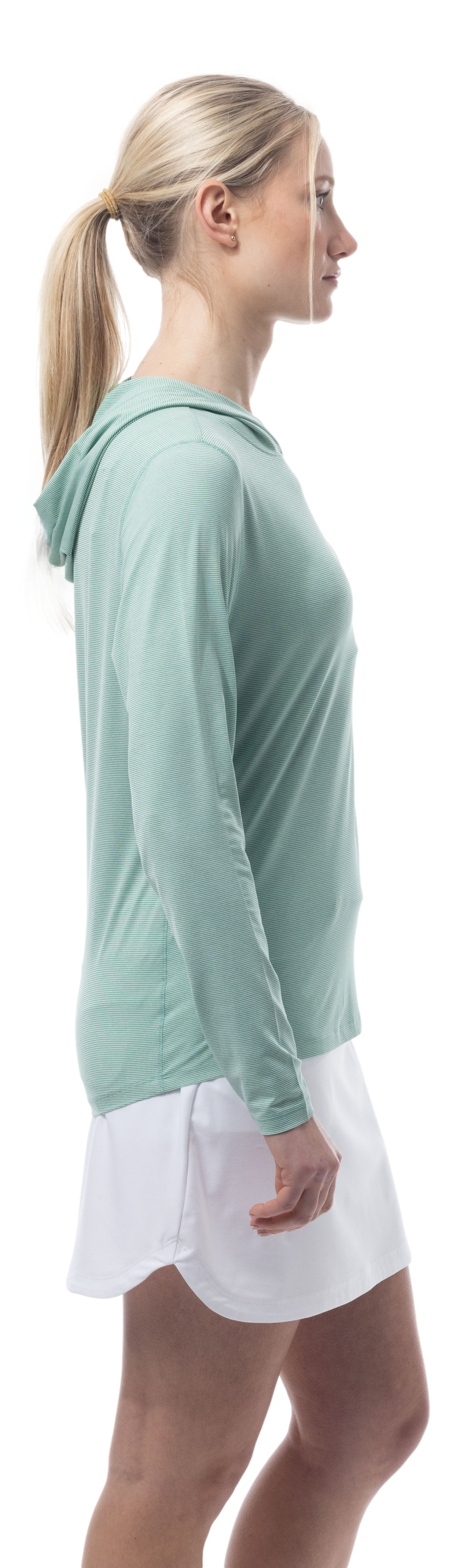 SANSOLEIL MELANGE STRIPE HOODIE. GREEN WHITE. 900451MM - SanSoleil